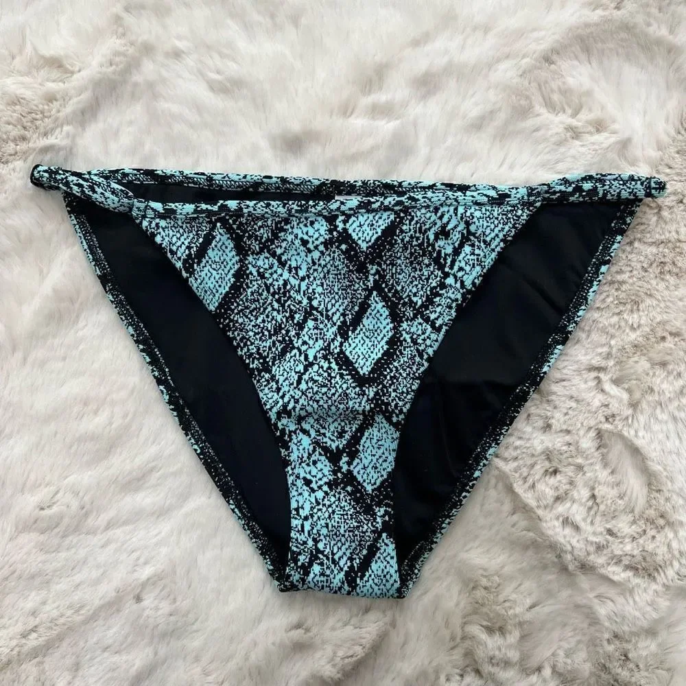 NWT Solid & Striped Lulu Bikini Bottom in Snake Jacquard Blue Black size L